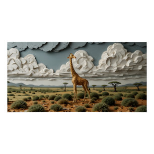 Giraffes on Savanna Poster