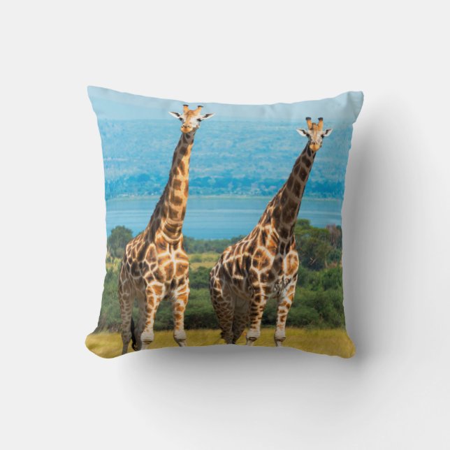 Giraffes on the Savanna, Uganda Cushion (Front)