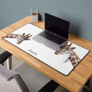 Giraffes Photo Design Personalised Name Desk Mat