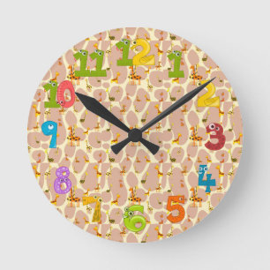 Giraffes Round Clock