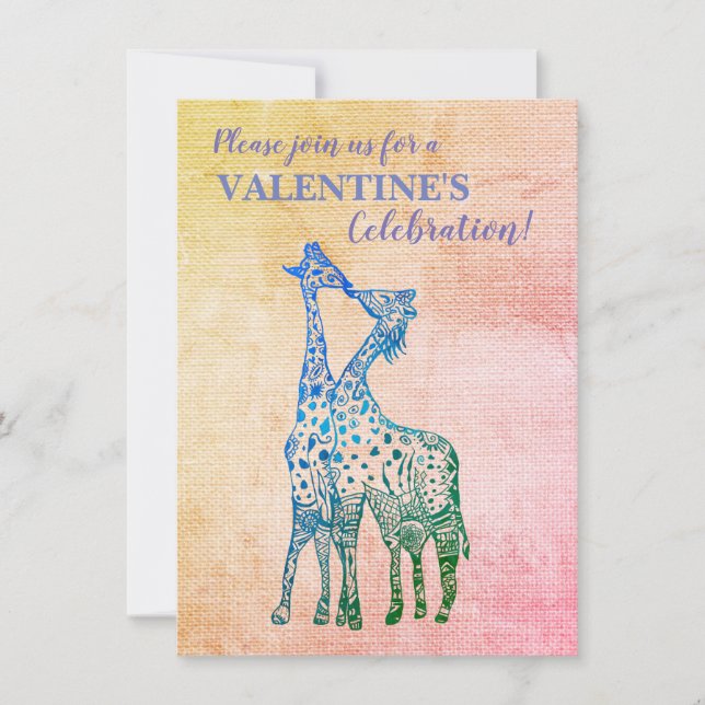 Giraffes Rustic Valentine Invitation (Front)
