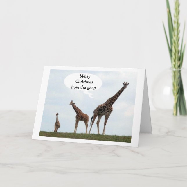 GIRAFFES SAY "MERRY CHRISTMAS FROM THE GANG" HOLIDAY CARD (Front)