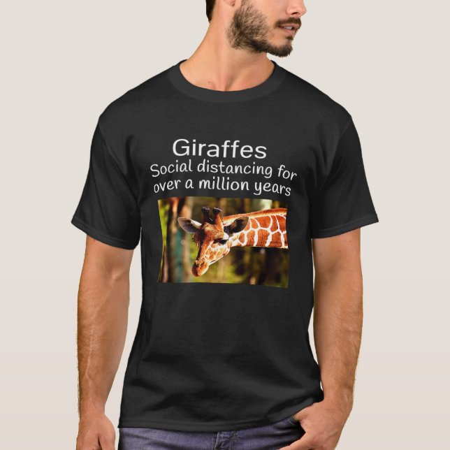 Giraffes Social Distancing Six Feet Feet Away Defl T-Shirt (Front)