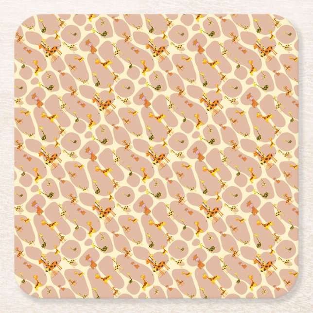 Giraffes Square Paper Coaster (Front)