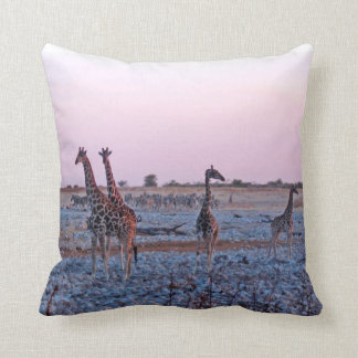 Giraffes Sunset Namibia Africa Cushion