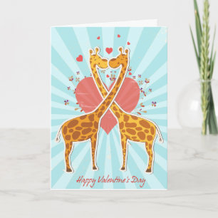 giraffes valentines day card