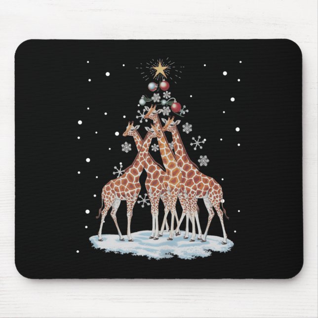 Giraffes Xmas Tree Giraffe Christmas Tree Merry Ch Mouse Pad (Front)