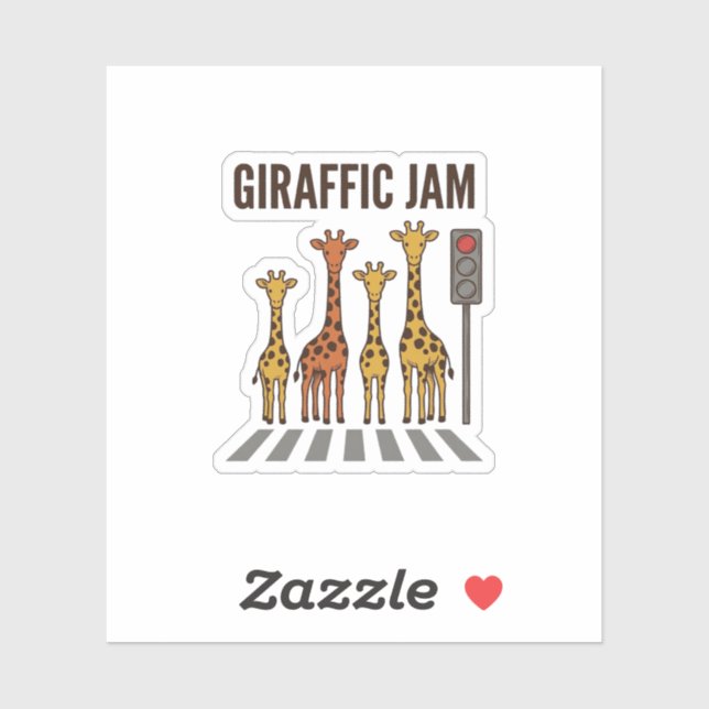 Giraffic Jam Funny Giraffe Crossing Vintage Vector (Sheet)