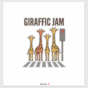 Giraffic Jam Funny Giraffe Crossing Vintage Vector