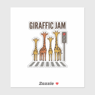 Giraffic Jam Funny Giraffe Crossing Vintage Vector