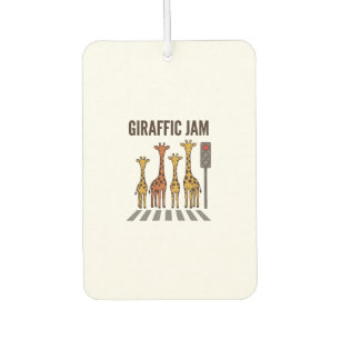 Giraffic Jam Funny Giraffe Crossing Vintage Vector Car Air Freshener
