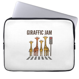 Giraffic Jam Funny Giraffe Crossing Vintage Vector Laptop Sleeve