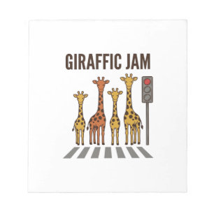 Giraffic Jam Funny Giraffe Crossing Vintage Vector Notepad