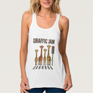 Giraffic Jam Funny Giraffe Crossing Vintage Vector Singlet