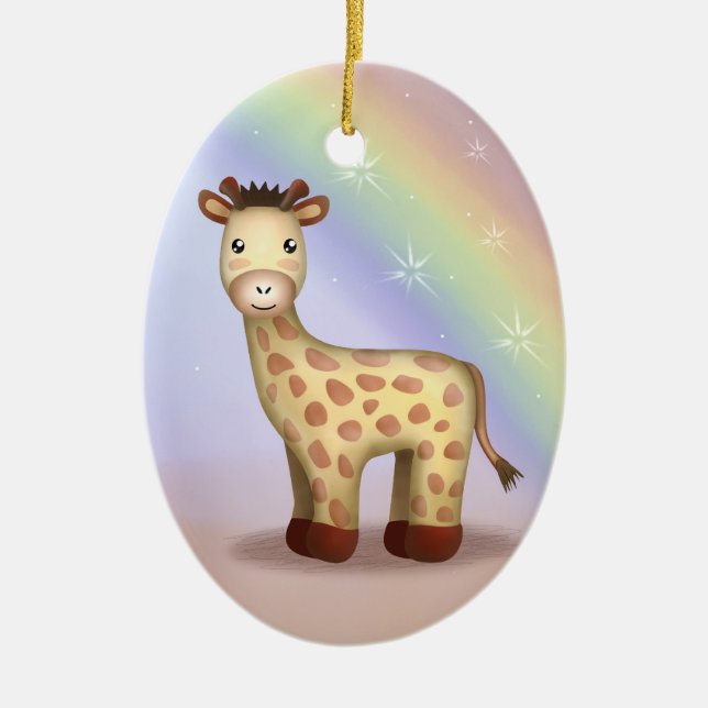 Giraldo the Giraffe - Ornamnet Ceramic Tree Decoration (Front)