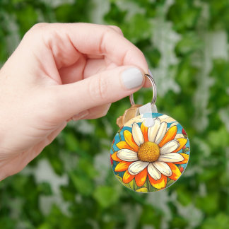 girasol tulipan flores key ring