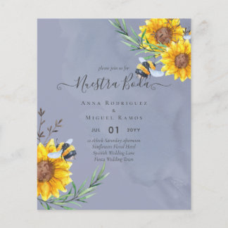 Girasoles de Invitación de Boda Económica Bilingüe Flyer