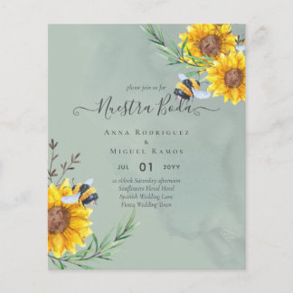 Girasoles de Invitación de Boda Económica Bilingüe Flyer