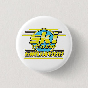 Girdwood Alaska 80s ski logo 3 Cm Round Badge