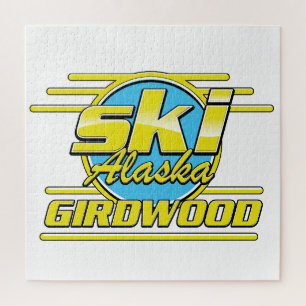 Girdwood Alaska 80s ski logo Jigsaw Puzzle