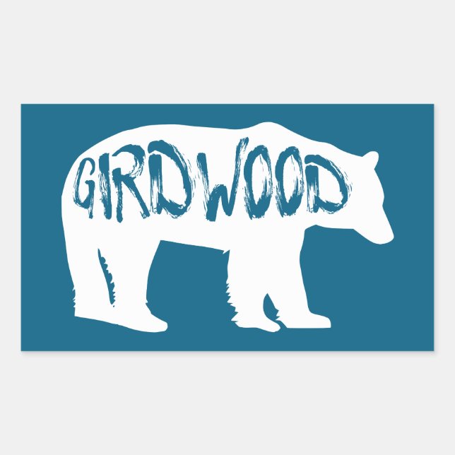 Girdwood Alaska Bear Rectangular Sticker (Front)