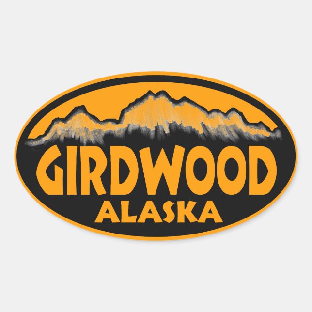 Girdwood Alaska orange oval stickers (Front)