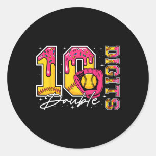 Girl 10 Double Digits 10th Birthday Ice Cream Soft Classic Round Sticker
