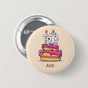 Girl 10th Birthday, 10 on Sweet Pink Cake 6 Cm Round Badge