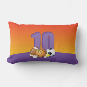 Girl 10th Birthday Sports Balls Lumbar Cushion