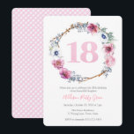 Girl 18th Birthday Party | Wreath of Pink Flowers Invitation<br><div class="desc">Girl 18th Birthday Invitation design with watercolor lilac pink flowers arranged in circular wreath shape.</div>