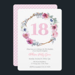 Girl 18th Birthday Party | Wreath of Pink Flowers Invitation<br><div class="desc">Girl 18th Birthday Invitation design with watercolor lilac pink flowers arranged in circular wreath shape.</div>