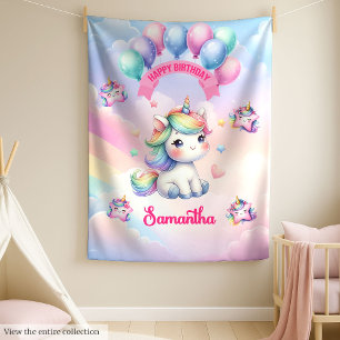 Girl 1st Birthday Blanket Unicorn Pastel Gift