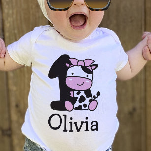 Girl 1st Birthday Cow Number 1 T-Shirt