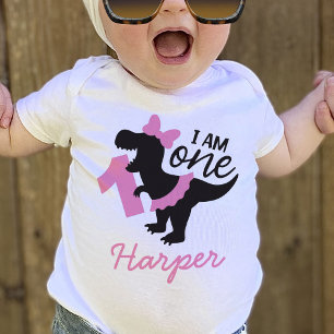 Girl 1st Birthday Dinosaur with Tutu T-Shirt