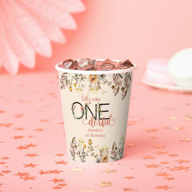 Girl 1st Birthday | Little Miss Onederful   Paper Cups (Insitu)