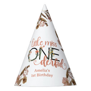 Girl 1st Birthday   Little Miss Onederful  Party Hat