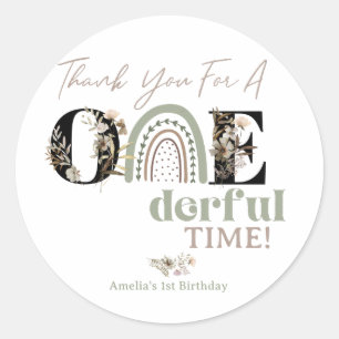 Girl 1st Birthday   Onederful   Classic Round Sticker