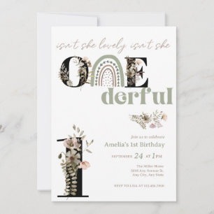 Girl 1st Birthday   Onederful   Invitation