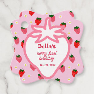 Girl 1st Birthday Strawberry Berry First Birthday Favour Tags