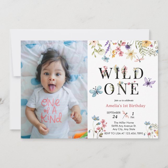 Girl 1st Birthday | Wild One Invitation (Front)