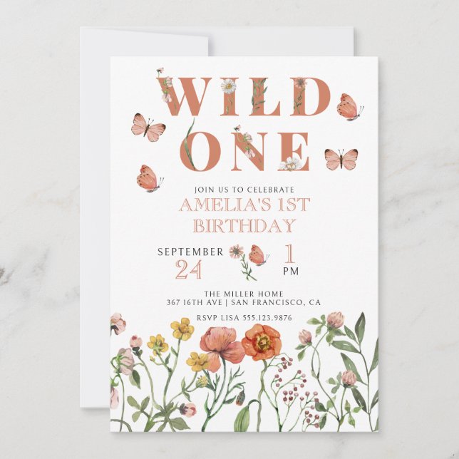 Girl 1st Birthday | Wild One Invitation (Front)