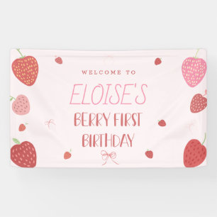 Girl 1st Strawberry Berry First Birthday Banner