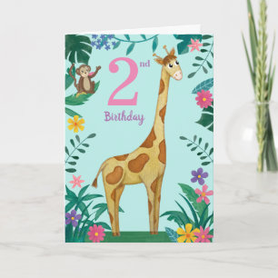 Girl 2nd Birth Giraffe Card