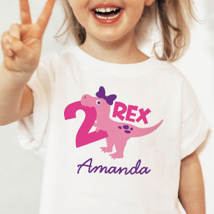 Girl 2nd Birthday Baby Dinosaur Personalized Shirt