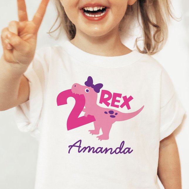 Girl 2nd Birthday Baby Dinosaur Personalized Shirt (Creator Uploaded)