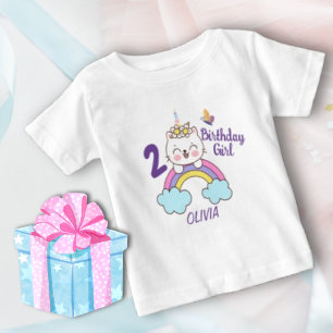 Girl 2nd Birthday Unicorn Cat Birthday Baby T-Shirt