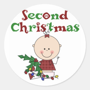 Girl 2nd Christmas Tshirts and Gifts Classic Round Sticker