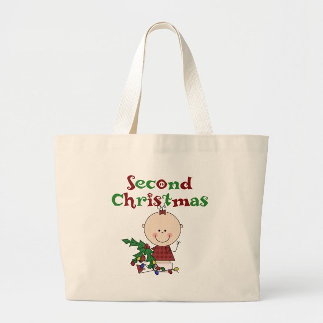 Girl 2nd Christmas Tshirts and Gifts Large Tote Bag (Front)