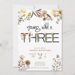 Girl 3rd birthday   Flower Girl Birthday Invitation