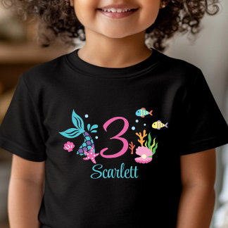 Girl 3rd Birthday Mermaid Tail Sea Personalised Baby T-Shirt